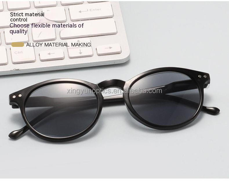 2023 Sun Reading Glasses Fashion Retro Sunglasses Men Womens Round Shape Frame With Reading UV400 Grey Lenses Reading Glasses