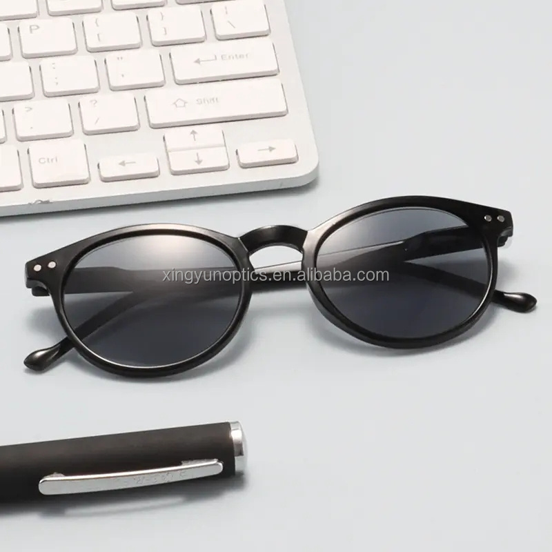 2023 Sun Reading Glasses Fashion Retro Sunglasses Men Womens Round Shape Frame With Reading UV400 Grey Lenses Reading Glasses