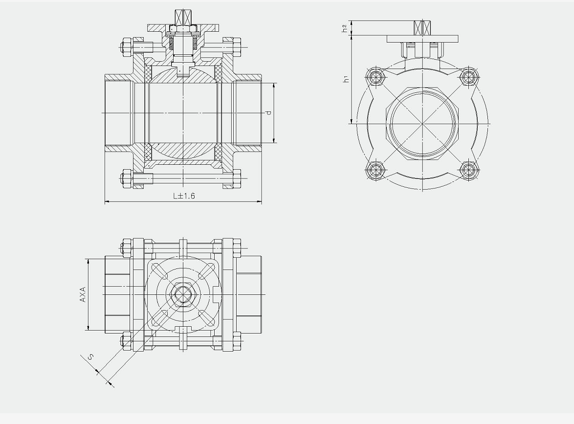 Pneumatic Actuator Female Stainless Steel Thread 3 Way Ball Valve Double Acting Stainless Steel Air Control Pneumatic Actuator