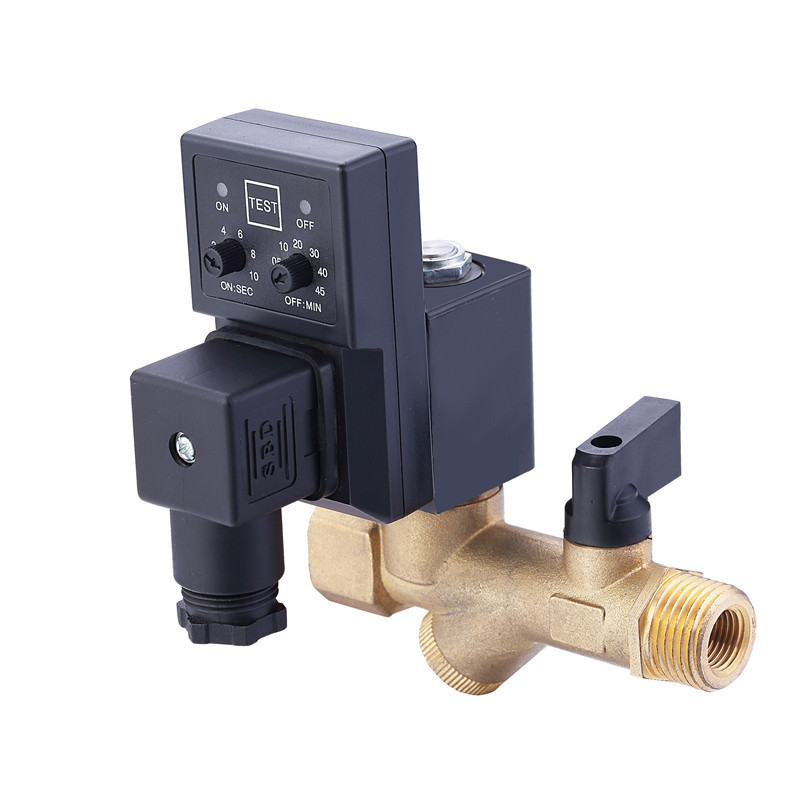 1/2'' High Pressure Water Drain Electronic Solenoid Valve Auto Automatic Brass Solenoid Valve Pneumatic Timer Auto Drain Valve