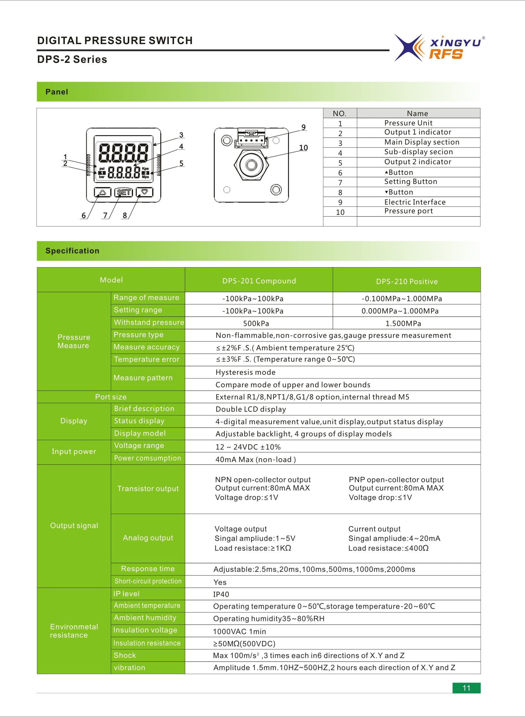 ZSE30A  -100.0 ~ 100.0KPa Gas Fluid Pressure Sensor Switch 4-digit display Electronic Digital Pressure Switch Sensors