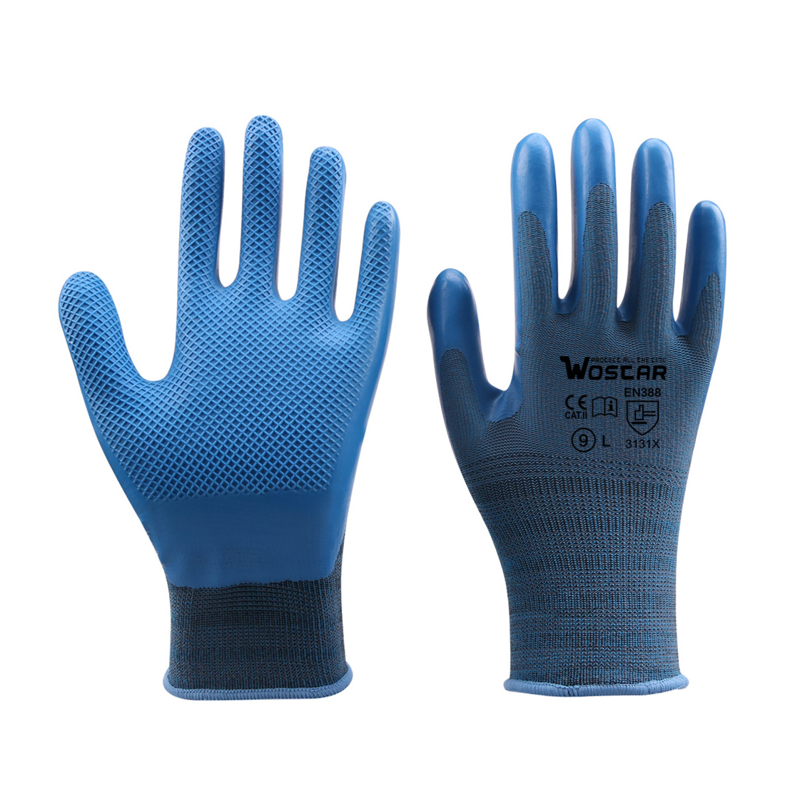 Wostar Construction Safety Gloves Xingyu Natural Rubber Coated Glove Custom Gloves With Logo Guantes De Trabajo