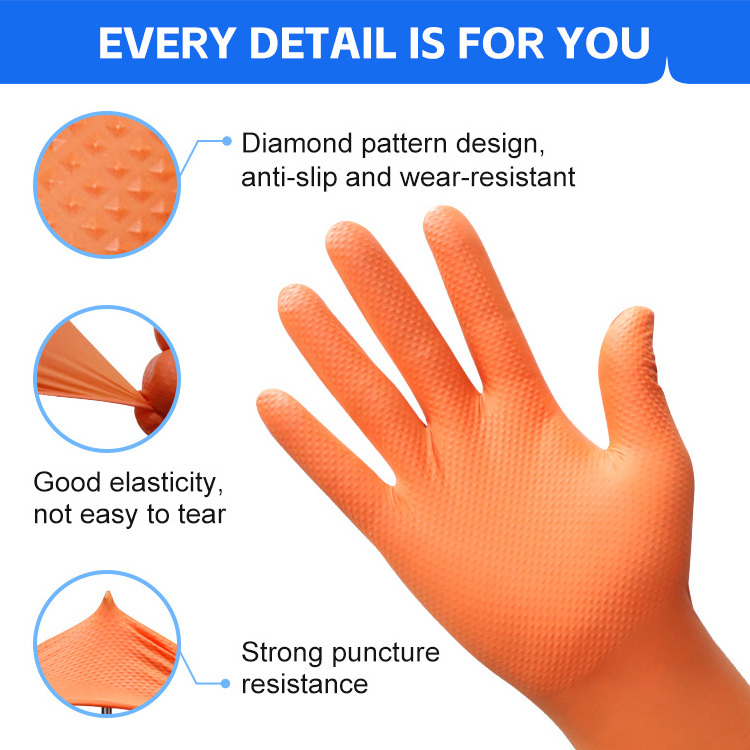 XINGYU Custom Gloves With Logo  Nitrile Diamond Pattern Gloves Oil Resistant  Car Repair Gloves Nitrile Powder Free