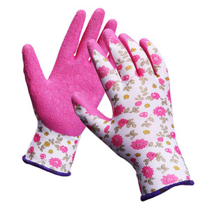 XINGYU  Guantes De Trabajo Wholesale Custom Gloves With Logo Latex Coated  Printed Polyester Shell Gardening Work Gloves