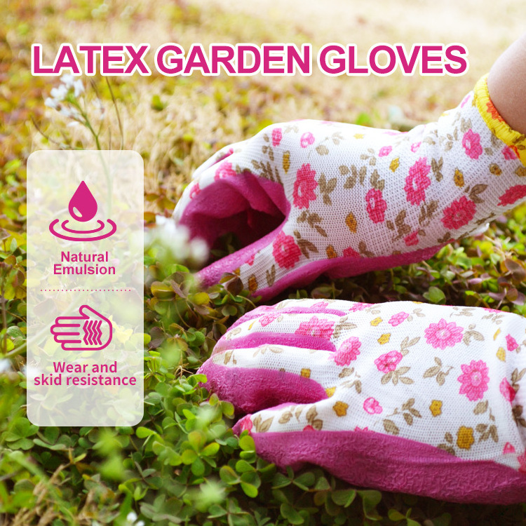 XINGYU  Guantes De Trabajo Wholesale Custom Gloves With Logo Latex Coated  Printed Polyester Shell Gardening Work Gloves