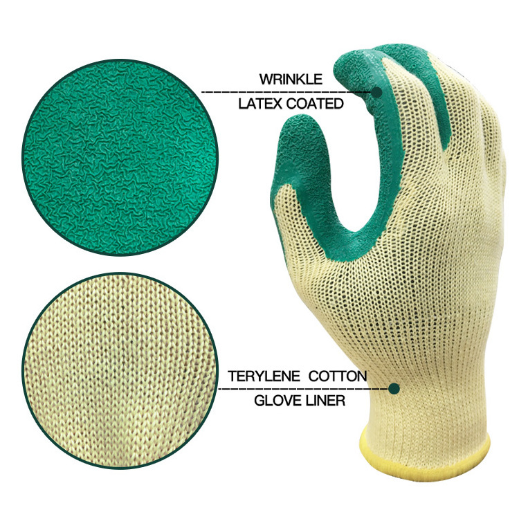 13Gauge Garden Gloves latex rubber coated wrinkle palm construction Labor architecture handling working gloves for hand