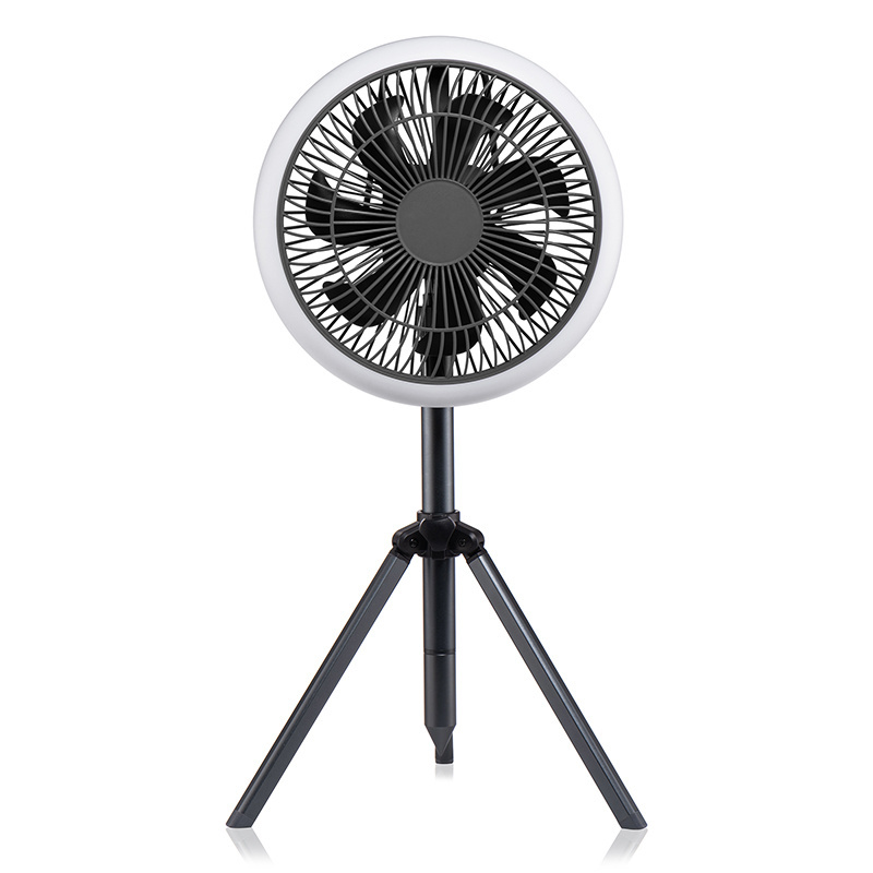 Rechargeable Fan Tripod Camping Tent Oscillating Outdoor Indoor Battery Operated with LED Light Fan