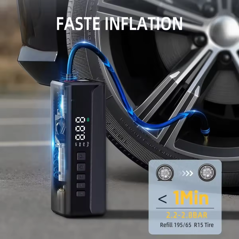 Heavy Duty Fast Inflation Tire Inflator Double 25mm Cylinder Air Compressor Pump For 4*4 Tire Pickup 300L/MIN DC15V