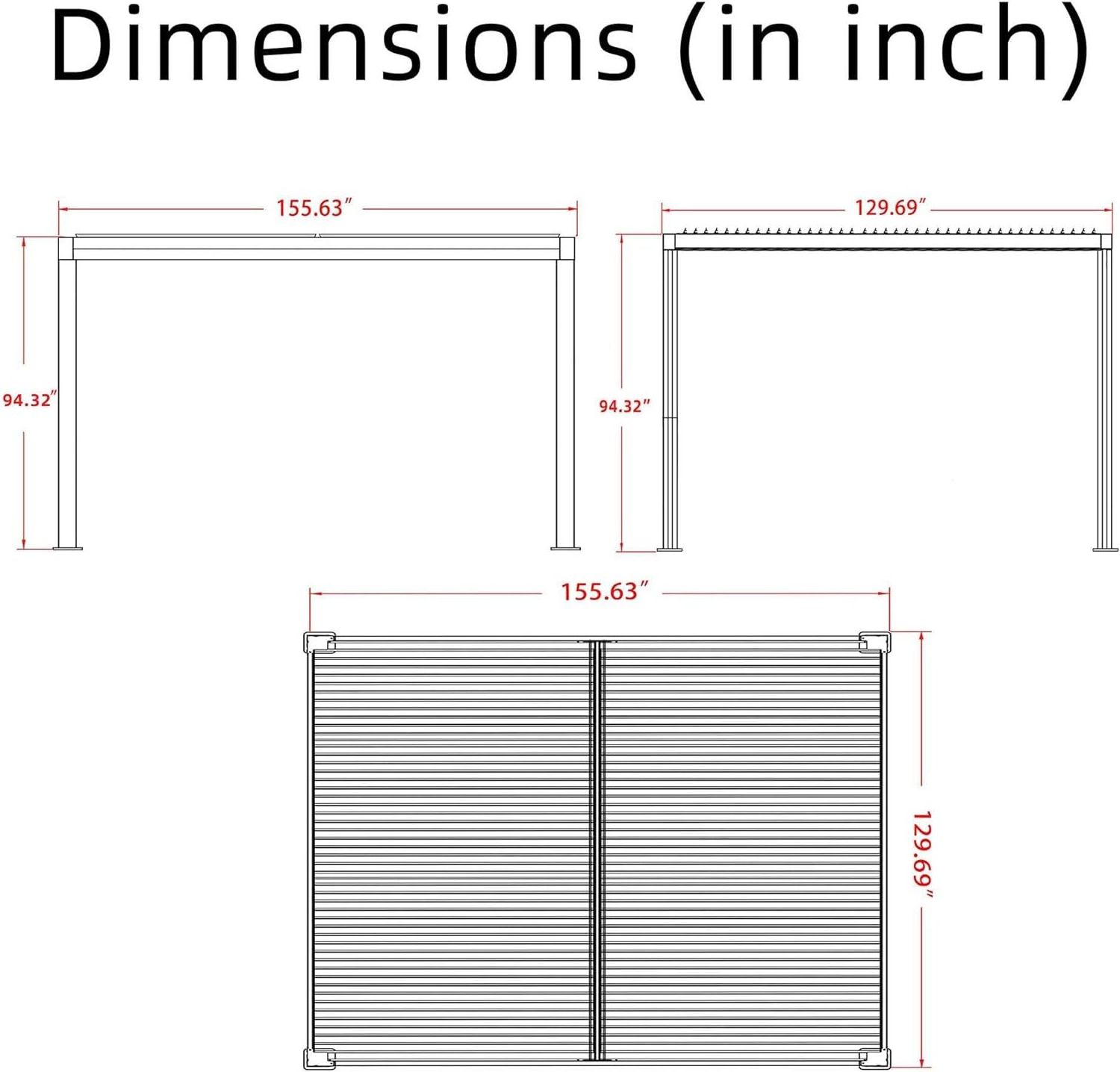 XZ OEM ODM 40ft Container Loading Electric Metal Gazebo Weatherproof Louvre Roof System Garden Pergola