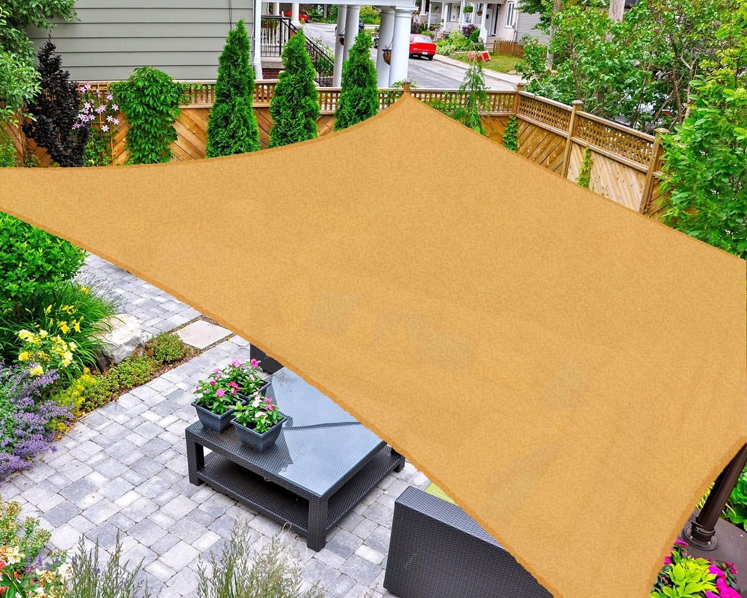 XZ OEM ODM Outdoor Sun Shade Sail Rectangle UV Block Canopy for Patio Backyard Lawn Garden Outdoor Activities, Sand