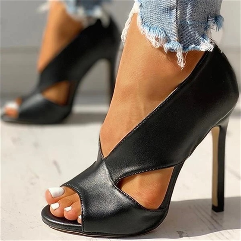 2021 fashion women summer high heel fish head PU female shoes sandals