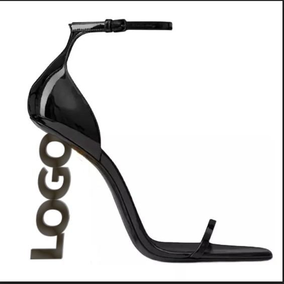 Custom Logo Women Customize Square Toe 10cm Ladies Unique High Heels Sandal Manufacturing Custom With Metal Strange Heel