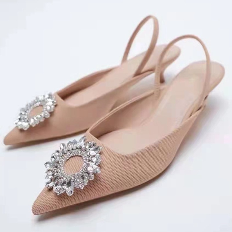 fashion Rhinestone Diamond Wedding Low Heel slingback Elegant Kitten Heels Clog Wholesale Mules Party Shoes Women