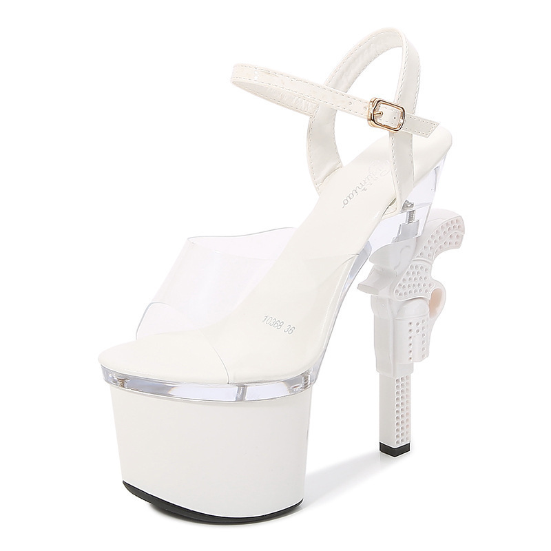 Xinzirain new arrival transparent belt high heel with platform  17.5cm pole dance shoes accept custom design and logo sandals