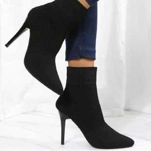 XINZI RAIN Wholesale Women Ankle Boots Plus Size 43 Low Top Thin Heel Women Knitted Sock Boots