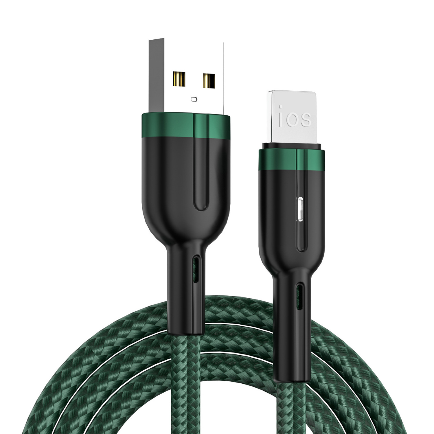 Intelligent Automatic Nylon Braided  Smartphone Type C Micro USB Breathing LED USB Charge Cable 3A Fast Charging