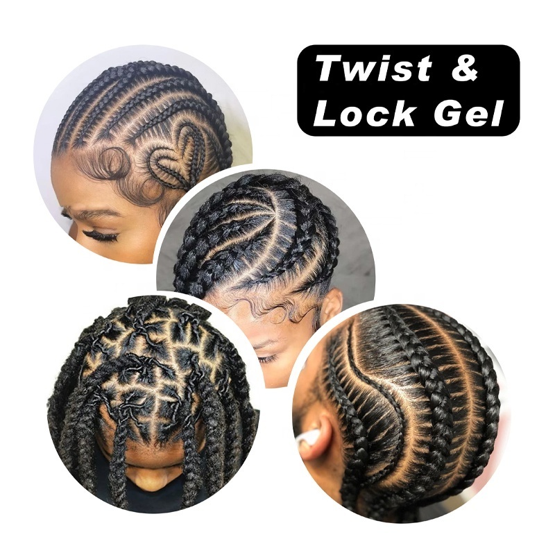 48 Hour Strong Hold Fast Drying Braiding Gel Moisturizing Loc Gel Anti Itch Cool Scalp Braid Gel Extra Hold for Twists Styling