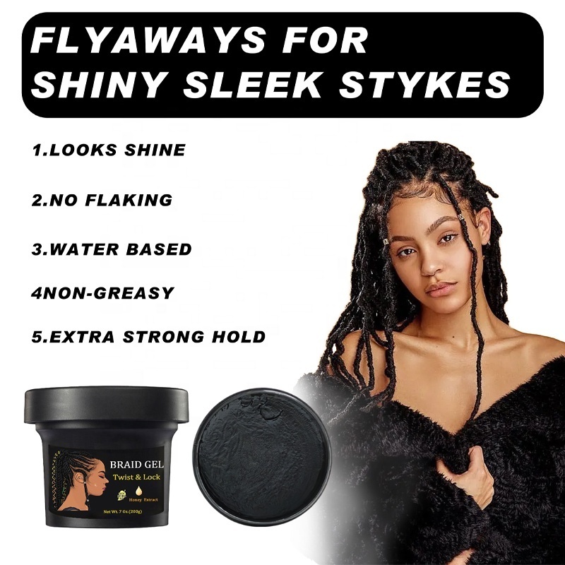 48 Hour Strong Hold Fast Drying Braiding Gel Moisturizing Loc Gel Anti Itch Cool Scalp Braid Gel Extra Hold for Twists Styling