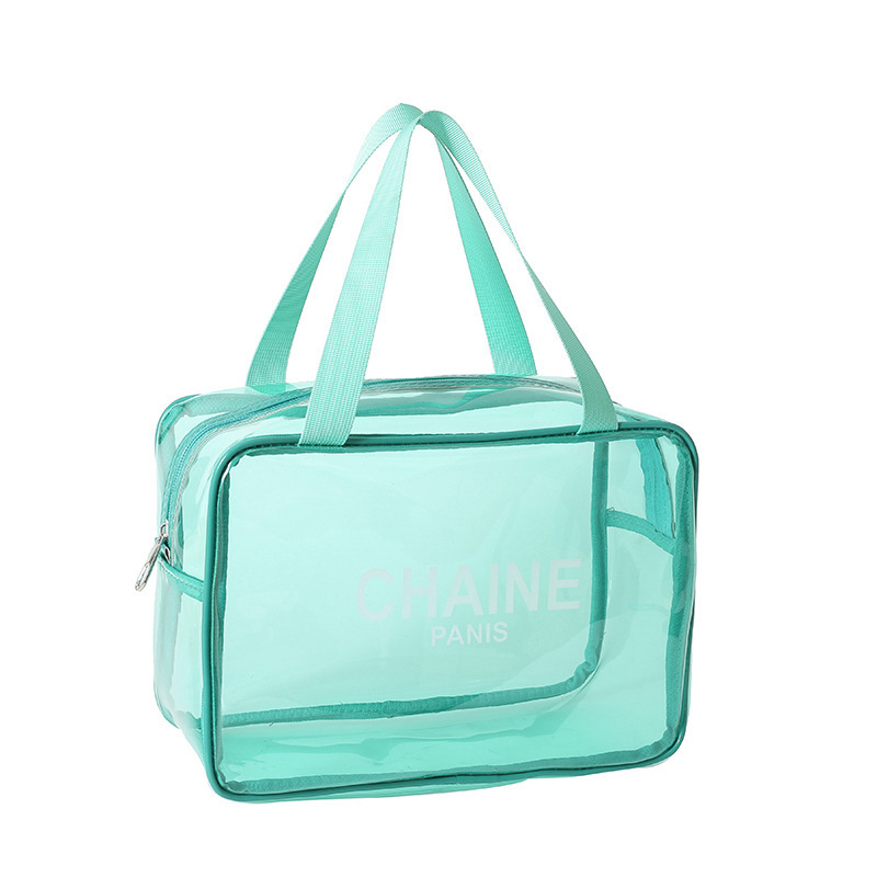 Custom Waterproof Travel Clear Women Toiletry Makeup Storage Bag Large Capacity Neon Transparent PVC Cosmetic Bag