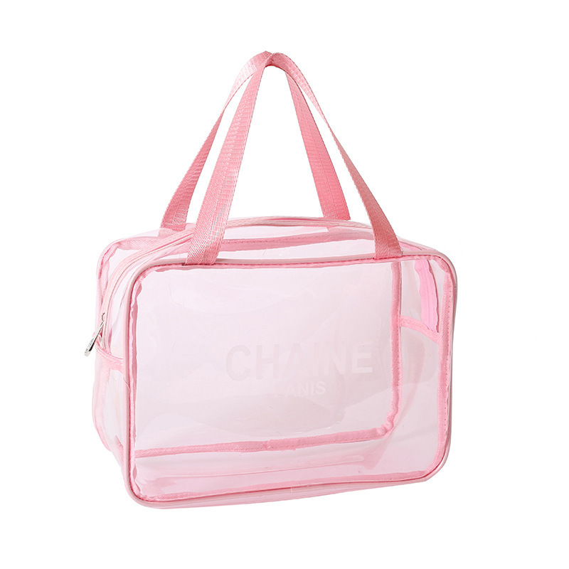 Custom Waterproof Travel Clear Women Toiletry Makeup Storage Bag Large Capacity Neon Transparent PVC Cosmetic Bag