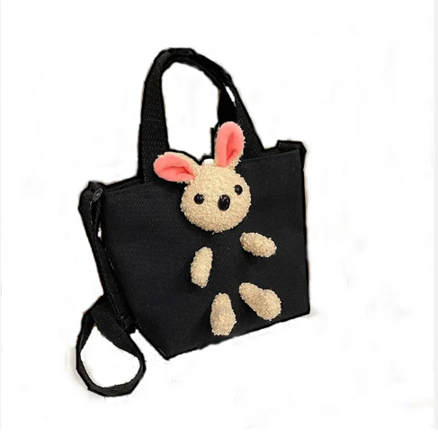 2022 new trendy net red canvas bag cartoon cute doll bear messenger outdoor handbag children's bag