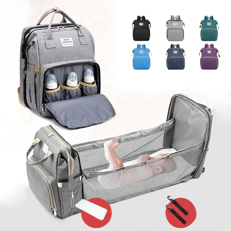 Logo Custom Mummy Travel Bed Diaper Nappy Bag Baby Diapers Backpack With Usb Port