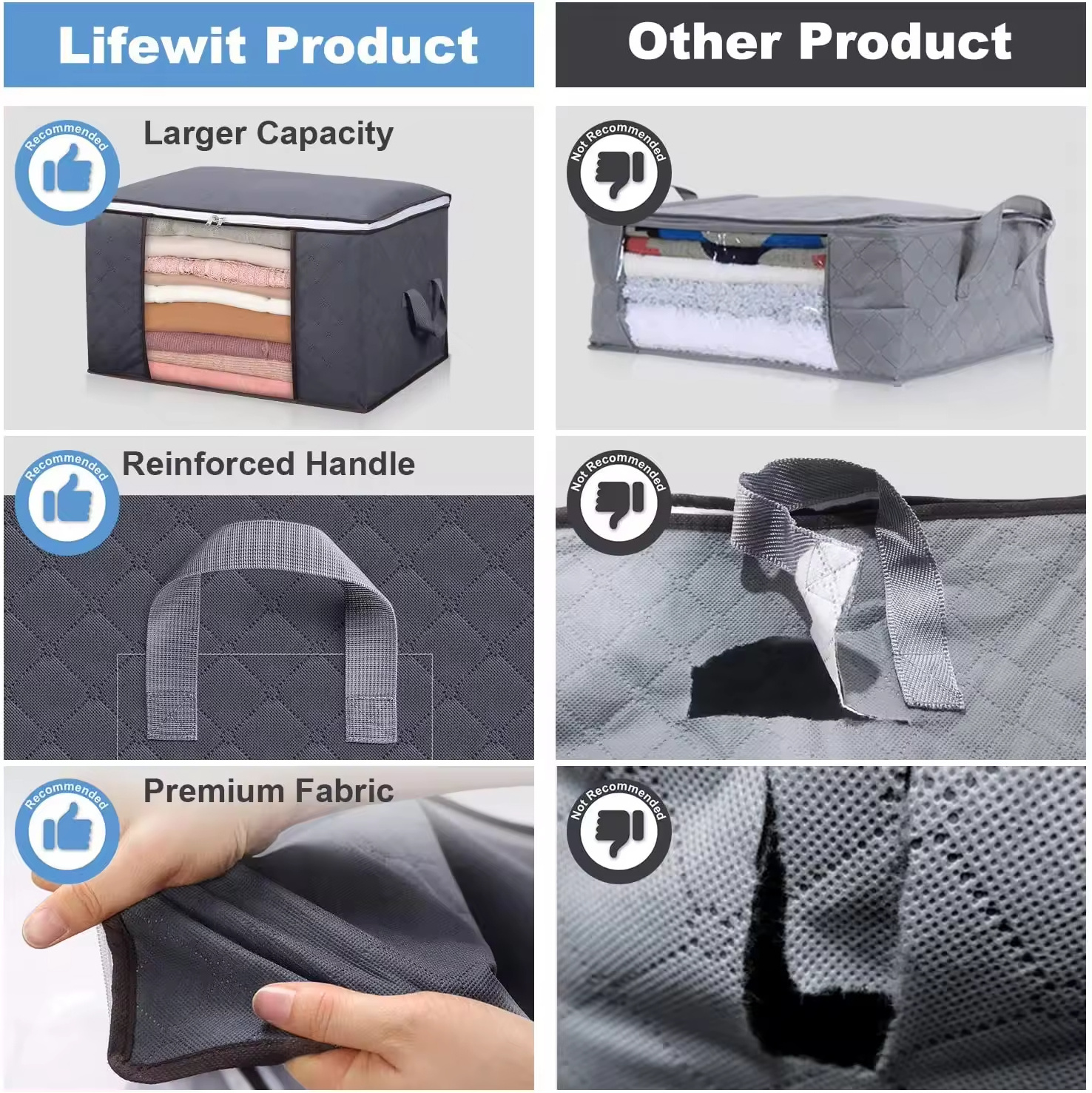 Large capacity storage bedding bag clear window Folding clothes blanket storage organizer under bed storage bags