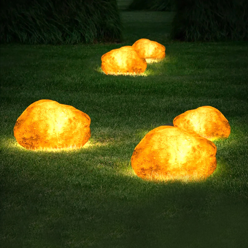 Hot selling fiberglass material luminous stone lawn light DC  Power  LED outdoor lighting waterproof garden light