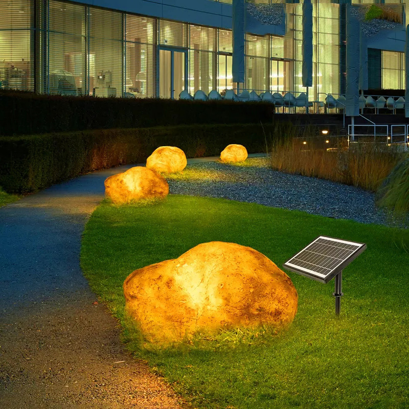 Hot selling fiberglass material luminous stone lawn light DC  Power  LED outdoor lighting waterproof garden light