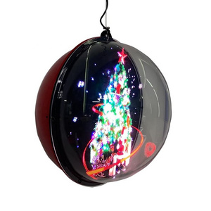 Popular Christmas lights 12cm hologram advertising 3d led fan as Christmas tree top decoration ball