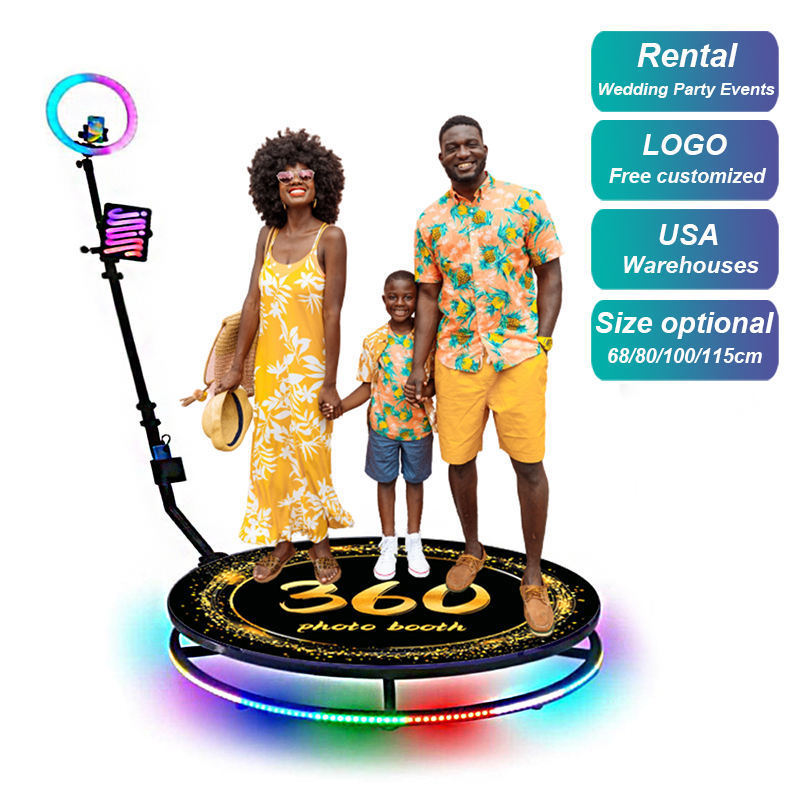 In stock high quality 80cm 360 photobooth machine portable selfie platform spin 360 degree photo booth with rotating stand