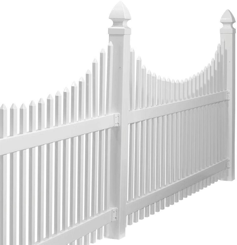 scallop vinyl picket fence white plastic pvc picket fence panel with gate