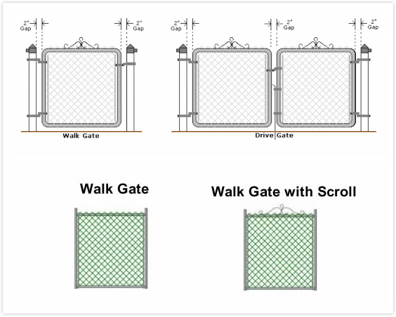 Galvanized Chain Link Garden Walking Fence Gate 48-inch Overall Height by 32-inch Frame Width Chain Link Walk-Through Gate