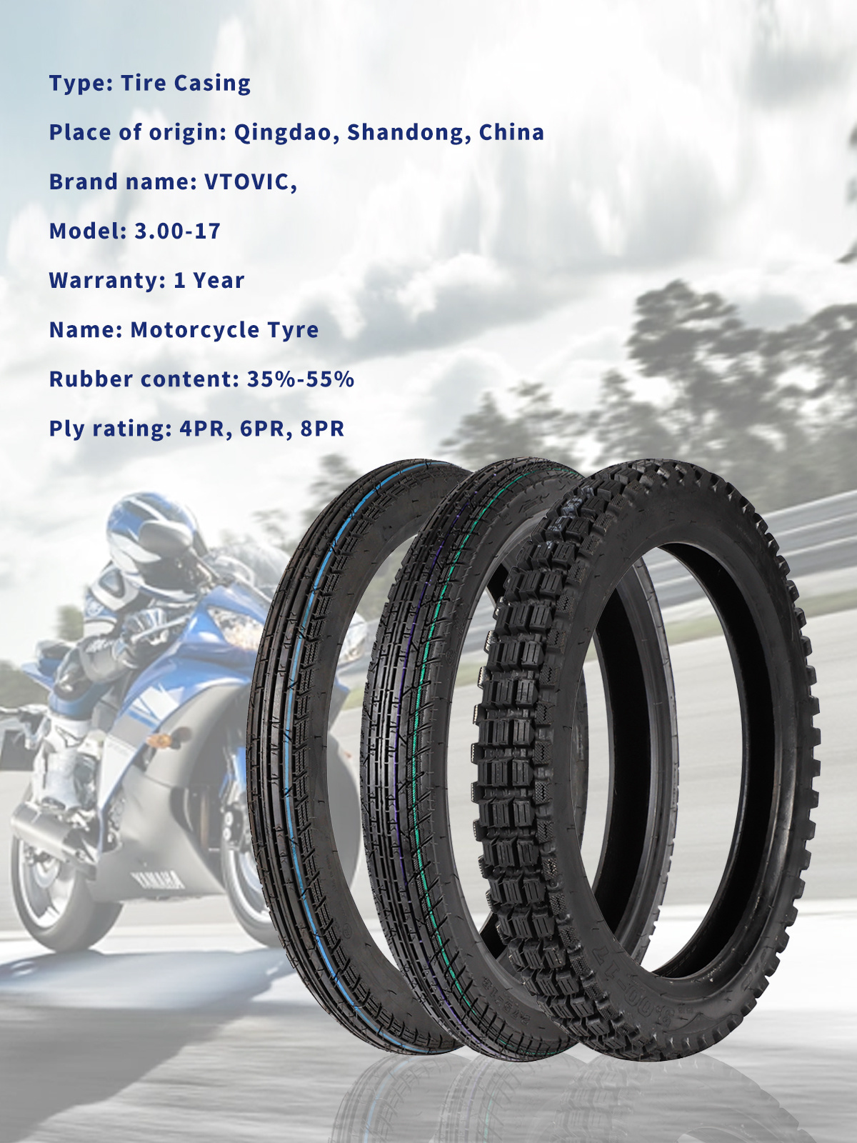 Quick Manufacturer Motorcycle Tubeless Tires