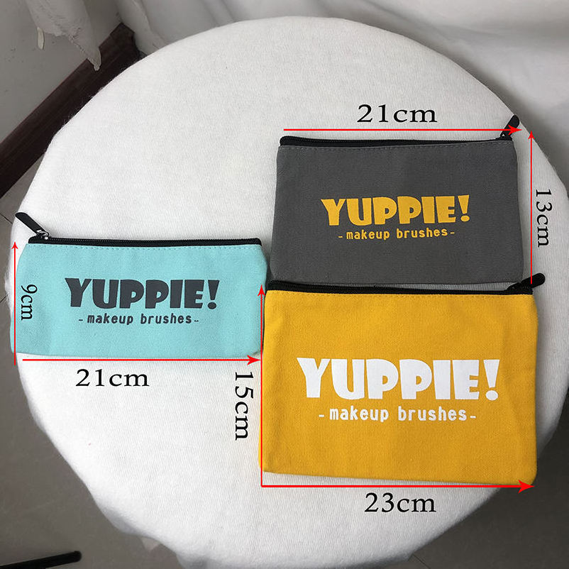 Custom Logo Printed Canvas Zipper Makeup Bag Luxury Cotton Small Canvas Coin Pouch Travel Cosmetic plain pencilBag Pencil Pouch