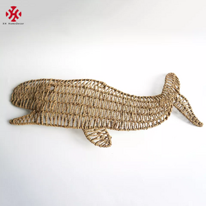 XH 100% handwoven natural sea grass whale shape wall decor wall art ideas rattan decor