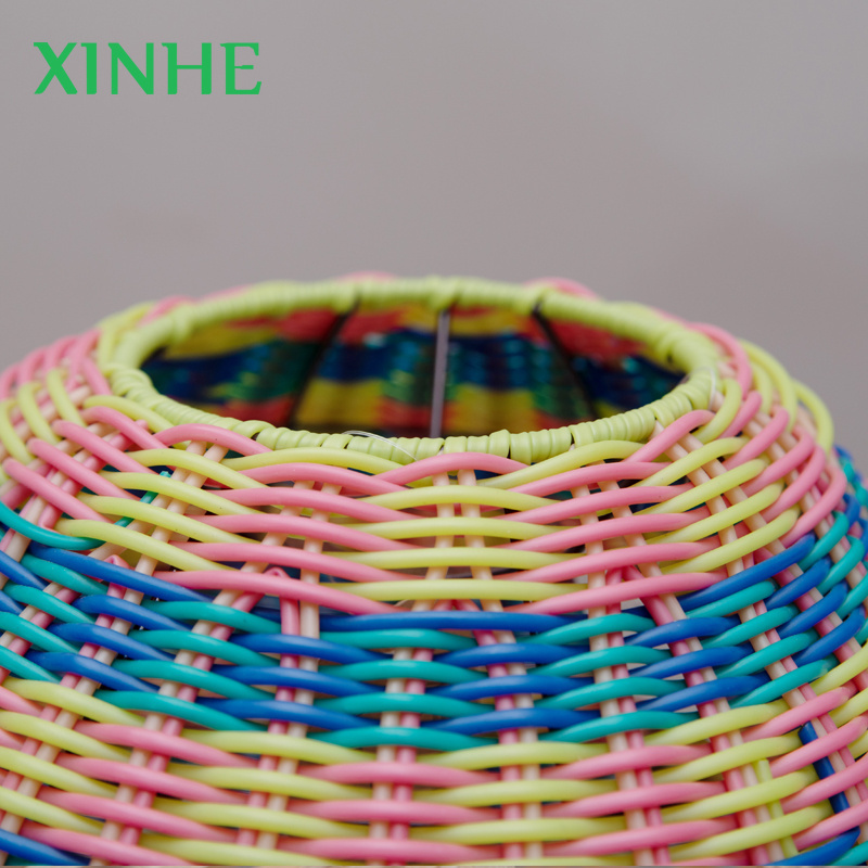 XH Home Decor Resin Wicker handmade ceiling light PE Plastic Rattan Woven hanging lamp shade lighting pendent light