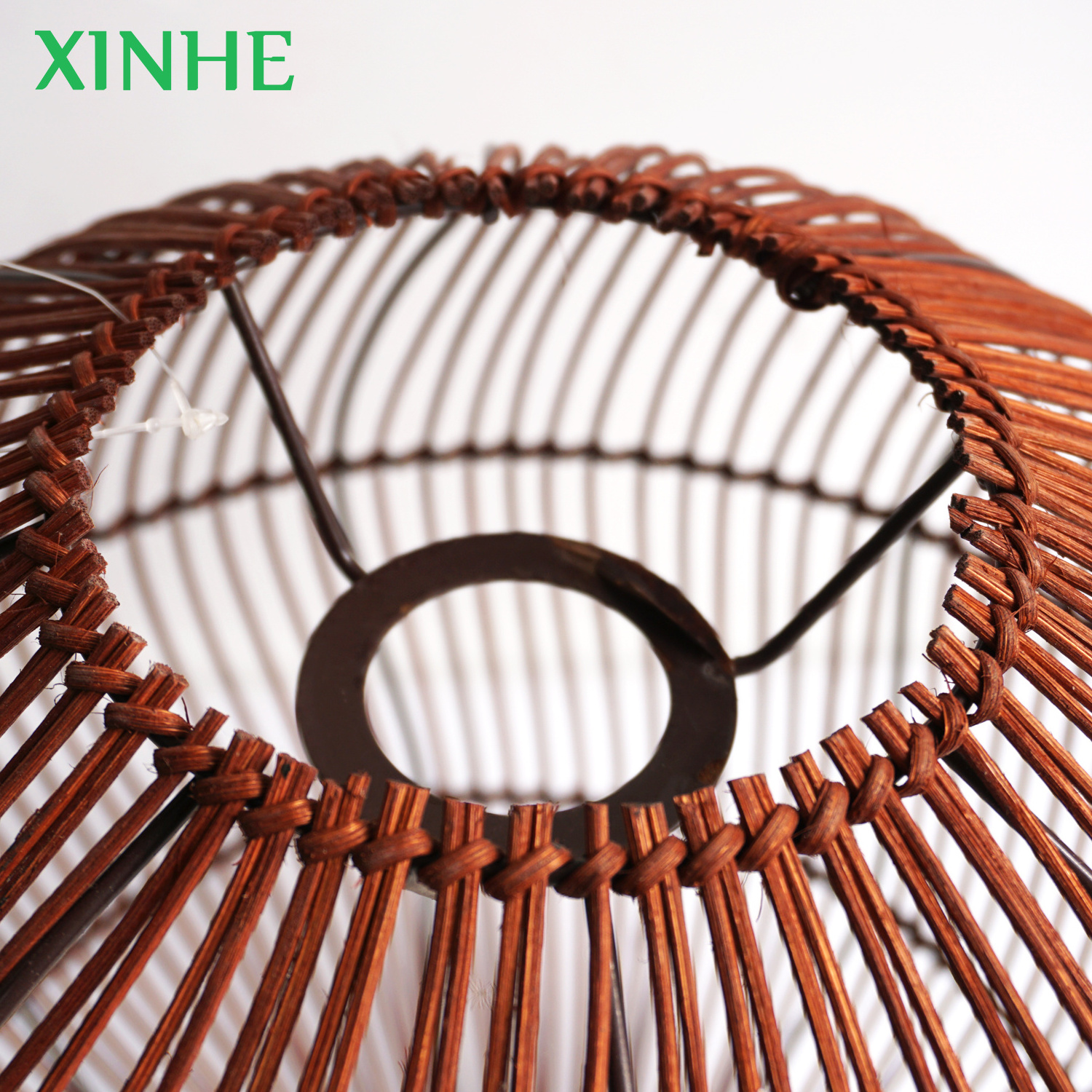 XH Hot Sell Round Handmade Rattan Wicker Ceiling Lampshade Country Cottage Cover Suitable for E 26/27 Lamp Holder pendent light