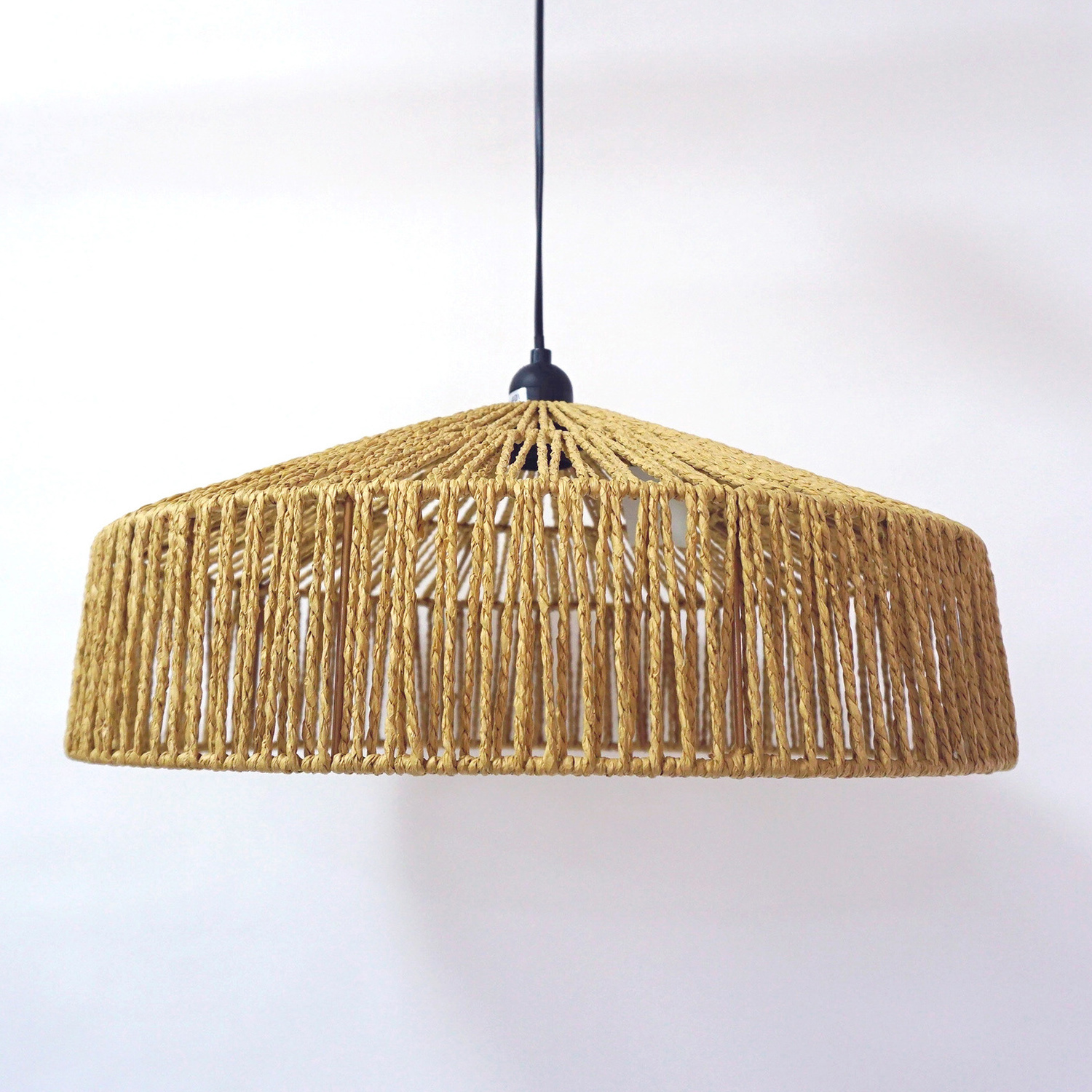 XH Bohemia Natural Rattan Wicker Paper Rope Lace Handmade Woven Cover Shade Ceiling Lighting Pendant Lampshade