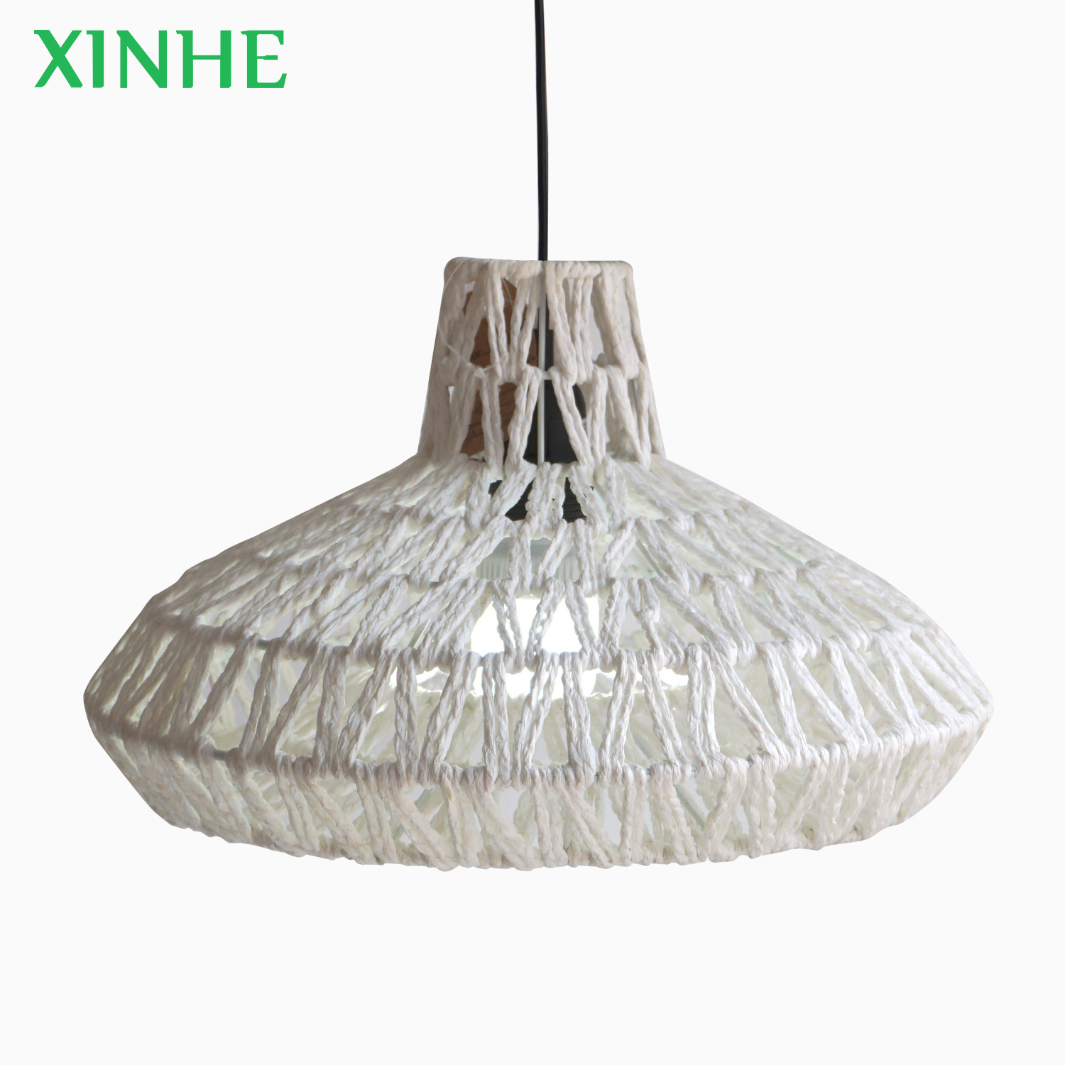 XH XINHE Wholesale Umbrella-shaped Home Restaurant Decor Lighting cover Paper Rope string Handwoven Lamp Shade pendent light