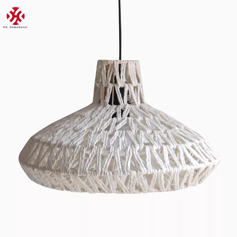 XH XINHE Wholesale Umbrella-shaped Home Restaurant Decor Lighting cover Paper Rope string Handwoven Lamp Shade pendent light