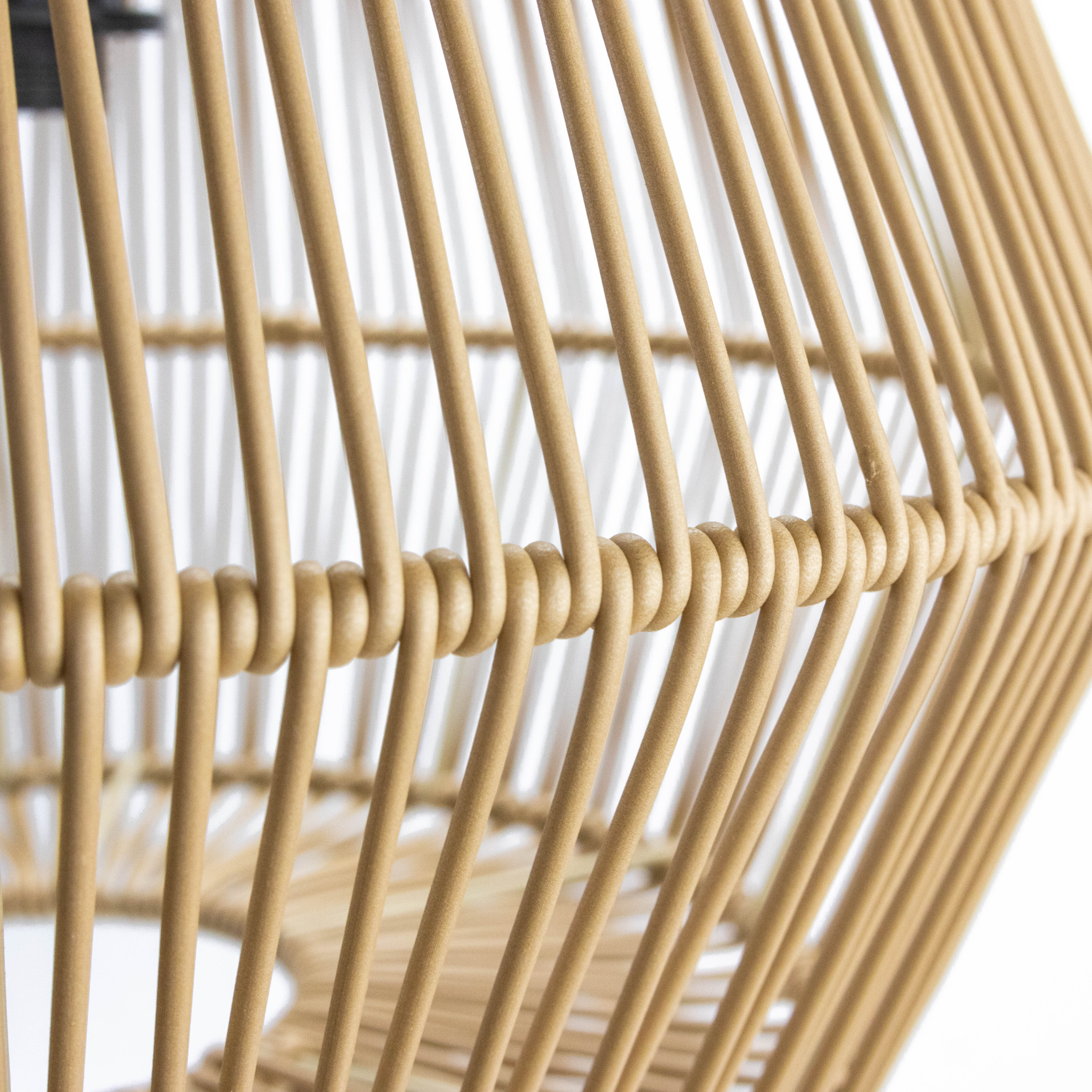 XH Factory Handwoven Khaki Plastic Rattan Linear Sense Lampshade Pendant for Home Restaurant Lighting Decor Lamp Covers Shades