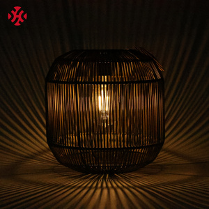 XH rattan bamboo jute wicker paper rope portable handle light cover outdoor waterproof garden lamp lighting lantern lampshade