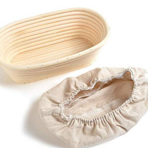 XH Wholesale Factory Handmade OEM Oval Natural Rattan Home Storage Bread Proofing Basket with liner baking tools