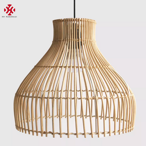 XH Minimalism Style Nordic Home Decor Lamp Cover Handmade Woven Natural Wicker Rattan Light Lamp Shade