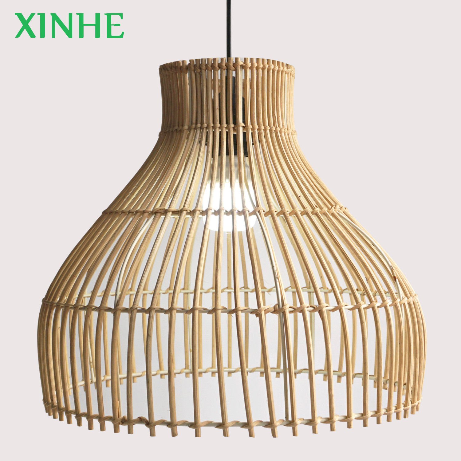 XH Minimalism Style Nordic Home Decor Lamp Cover Handmade Woven Natural Wicker Rattan Light Lamp Shade