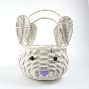 XH Woven Wicker Bunny Baskets Cute Toy for Kids Gift Candy egg Storage Basket wholesale easter baskets