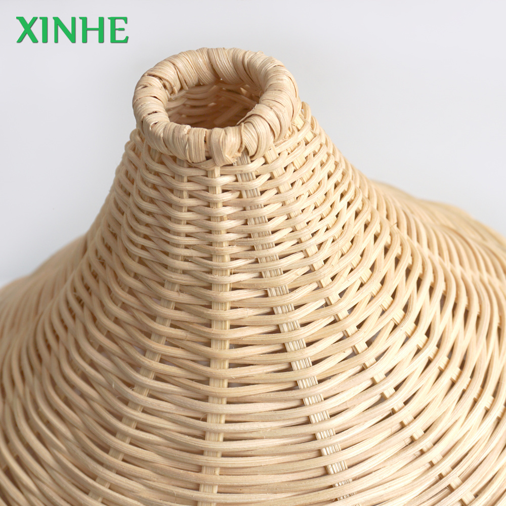 XH Factory Wholesale High Quality Home Decor Natural Rattan Dome Wicker Pendant light hanging Lampshade Hand Woven Lamp shade