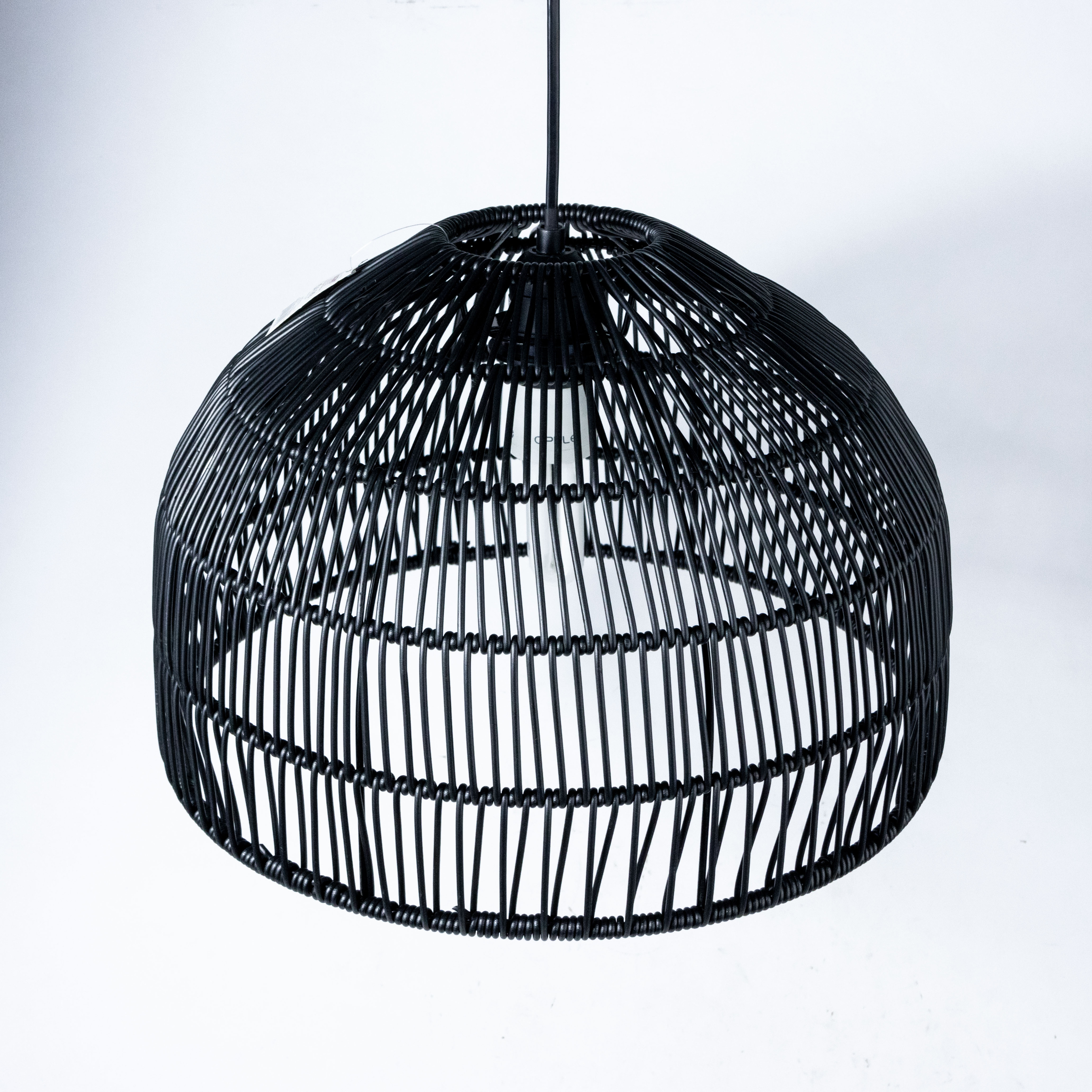 XH Factory Handwoven Black Plastic Rattan Linear Sense Lampshade Pendant for Home Restaurant Lighting Decor Lamp Covers Shades