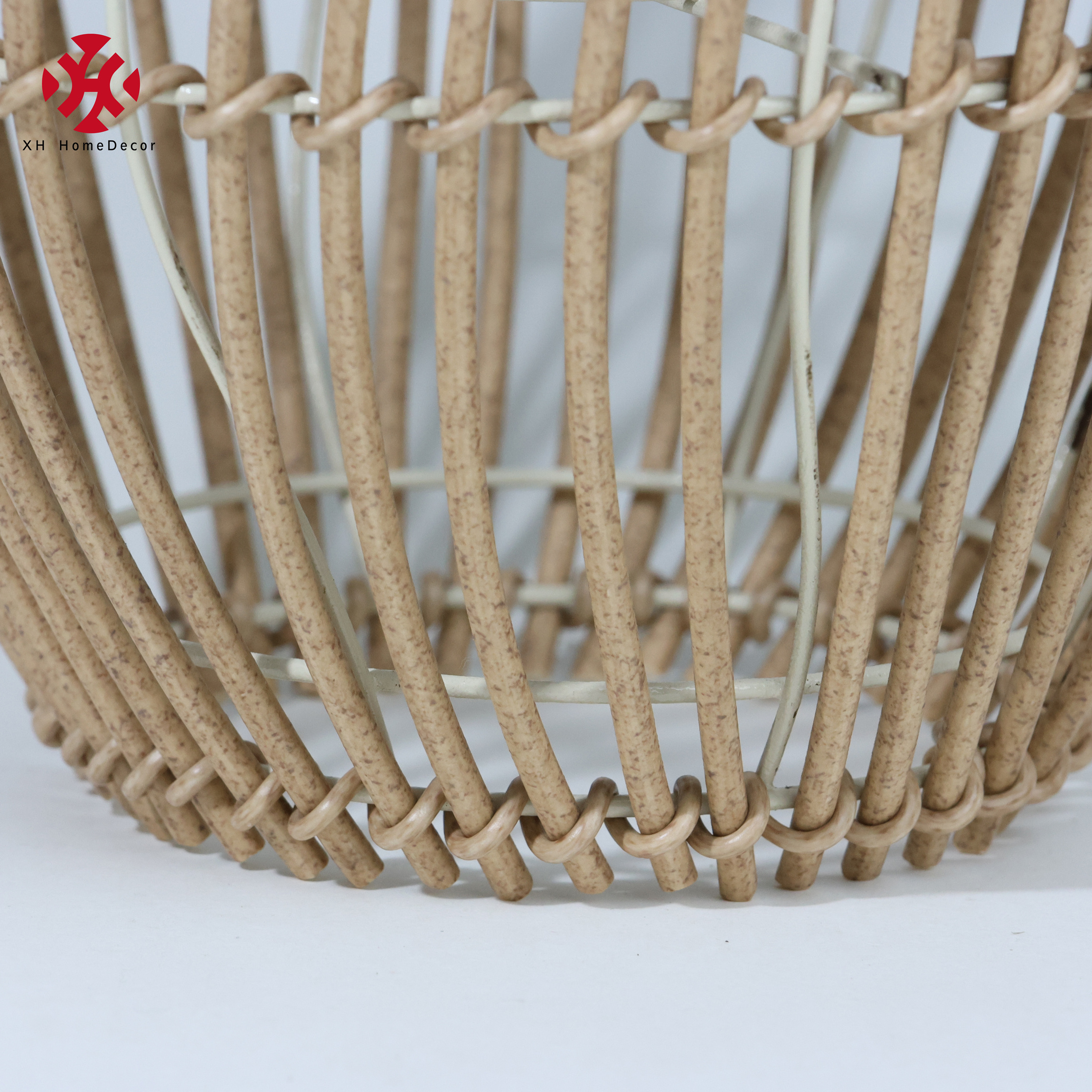 XH rattan bamboo jute wicker paper rope light cover Handmade woven outdoor waterproof lighting lampshade solar garden lanterns